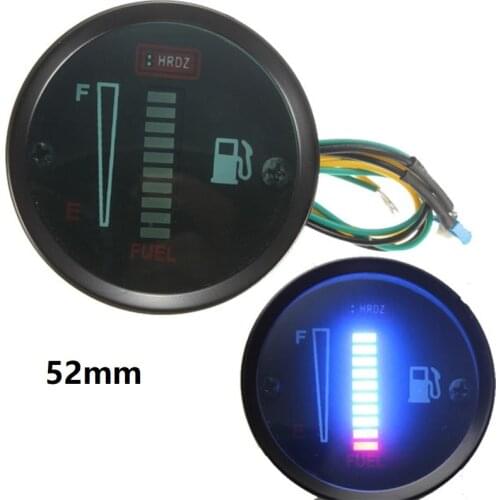 2" 52mm Universal Car Motorcycle Fuel Level Meter Gauge 8 LED Light Display DC12V 24V Air Fuel Ratio Universal Car Fuel Gauge