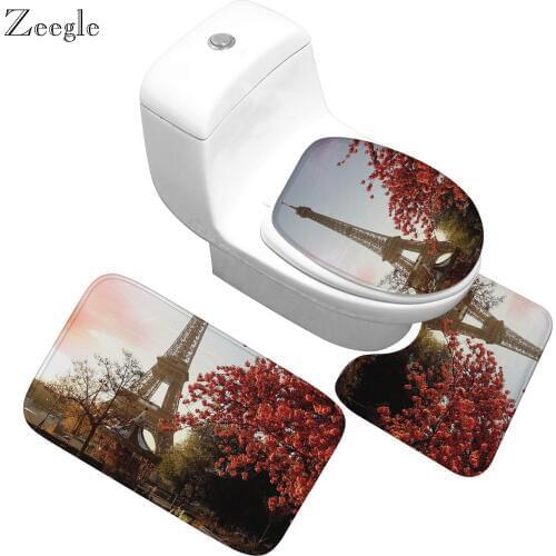 Thicken Flannel Bath Rug Bathroom Carpet Bath Mat Tower Printing Non Slip Bath Mat Bathroom Carpet Toilet Seat Cover Toilet Mat