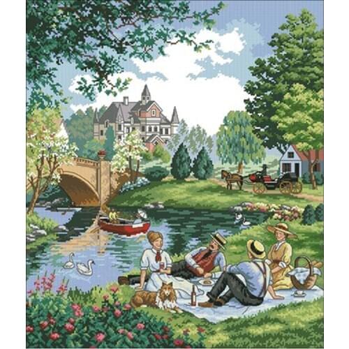 Picnic patterns Counted Cross Stitch 11CT 14CT 18CT DIYChinese Cross Stitch Kit Embroidery Needlework Sets