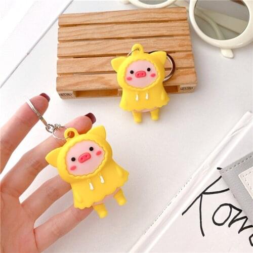Kawaii Pig Protective Sleeve For Airtag Keychain Cute Silicone Biscuit Case For Apple Airtag Keyring Accessories Anti-Lost