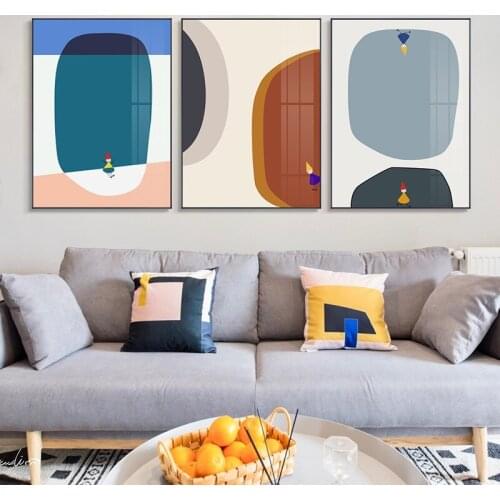 3 Pieces Abstract Canvas Art Color Print Wall Painting Modern Decorative Picture Living Room Scandinavian Nordic Poster Decor