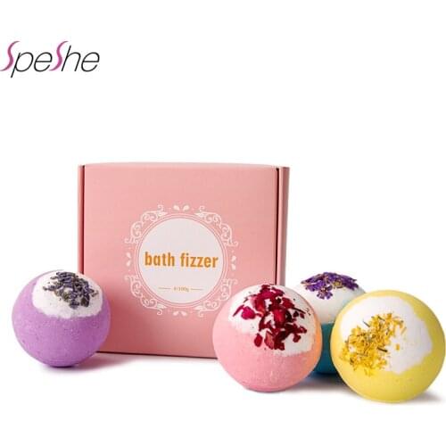 4pcs Organic Natural Bath Bombs Ultra Bubble Fizzies with Dried Flowers Bathing Bath Bombs For Birthday Mothers Day Gifts