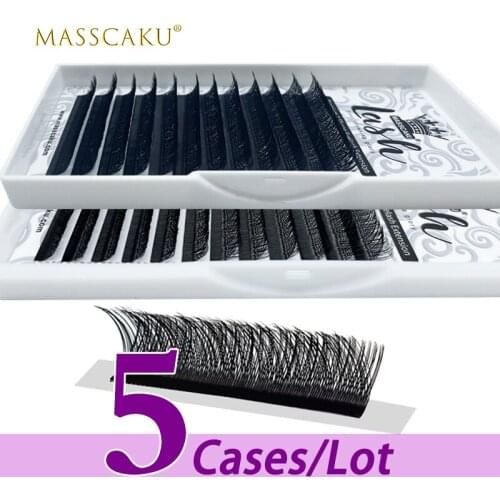 5case/lot MASSCAKU high quality 0.07 ultra soft lash extension supplies fluffy mink yy type eyelash extensions with colored box