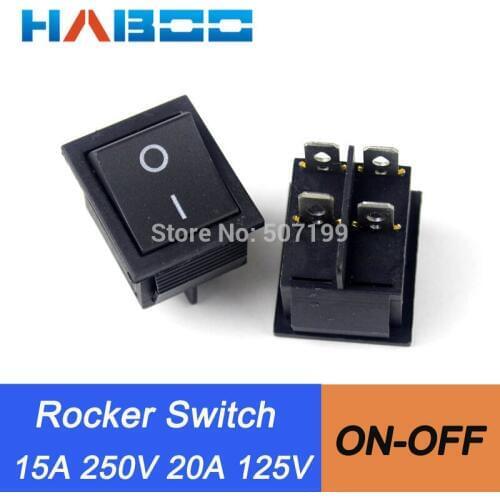 50pcs/lot 15A250VAC electric rocker switch 4pins 2positions on-off SPST mini automation boat switch panel household appliance