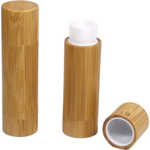 5g Natural Wood Bamboo Lipstick Tube Cosmetic Lip Balm Packaging Container Can Be Customized Logo