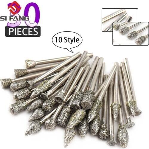 30pcs diamond grinding head wheel dremel rotary tool burs set accessories drill burr bits Diamond Rotary Tool variety of shapes