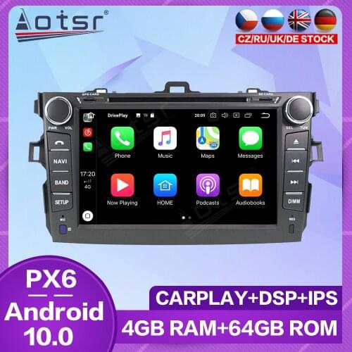 For Toyota Corolla 2007- 2013 Car Radio PX6 Screen Audio GPS Navigation Android Multimedia Player Auto Stereo Head Unit Carplay
