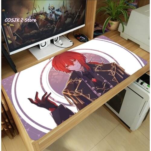 Game Genshin Impact Diluc Extral Large Mouse Pad Thicken Laptop Gaming Mice Mat Desk Keyboard Mat Anti-Slip Playmat Cosplay Gift