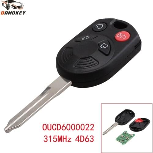 Dandkey 4 Buttons Remote Key Fob For Ford Edge Escape Focus For Mazda Tribute OUCD6000022 315MHz With 4D63 Chip 80Bits Car Key