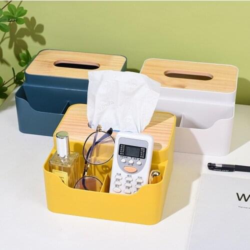 Decorative Wooden Tissue Box Creative Desktop Paper Holder Home Living Room Car Remote Control Storage Box