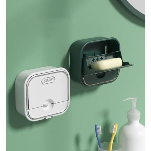 Bathroom Drain Soap Dish Double Layer With Cover Waterproof And Moisture Proof Without Drilling Wall Mounted With Hook Soap Box