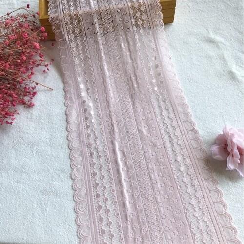 E2215 18CM 1 Yard Pink Stretch Cotton Lace Sewing Applique Lace With Wedding Decoration Process