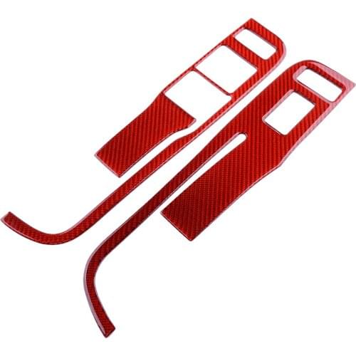 1 Set LHD Carbon Fiber Red Window Control Switch Panel Cover Trim Fit for Chevrolet Camaro 2013 2014 2015