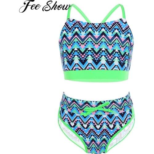 Toddler Kids Swimsuits Swimwear Geometric Patterns Bathing Suit Two Pieces Bikinis Set for Little Girl Brazilian Swim Beachwear
