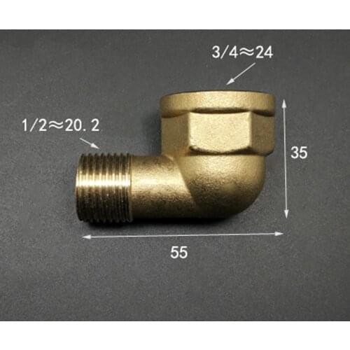 Brass 90 Degree Elbow DN15 1/2" BSP male To Male 3/4" BSP Female Reducer Pipe Fitting Adapter Coupling Connector