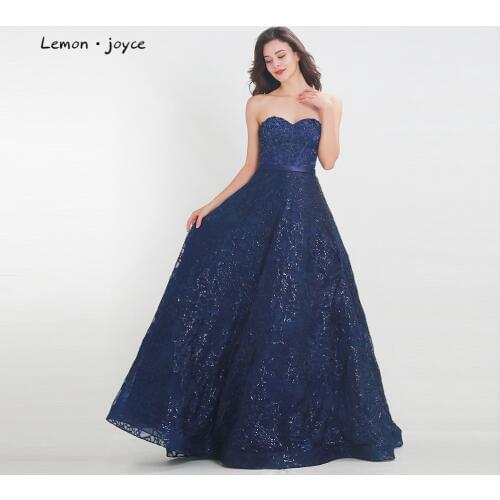 Lemon joyce Formal Evening Dresses Long 2020 Sexy Sweetheart Lace A-line Floor Length Party Dress Plus Size robe de soiree