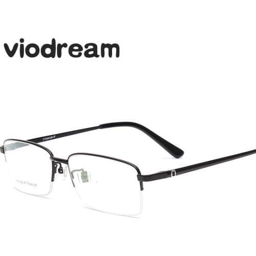 ViodreamHalf Glasses Frame Men Fashion Business Simple Pure Titanium Optical Prescription Eyewear Eyeglass Frames Oculos De Grau