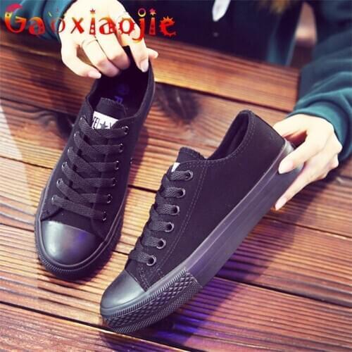 2020 New All Black Canvas Shoes Men and Women Couple Shoes Summer Breathable Korean Single Shoes Casual Pure Black Flats Shoes