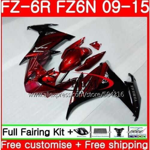 Body For YAMAHA FZ6N FZ6 FZ6R 09 10 11 12 13 14 15 TOP Wine black 75SH20 FZ-6R FZ 6R 2009 2010 2011 2012 2013 2014 2015 Fairings