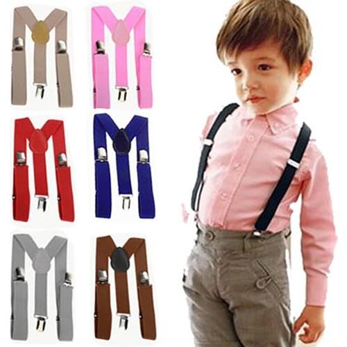 Soild Color Children Suspenders Belt Baby Boys Girls Clip-on Y-Back Braces Elastic Kids Costume Adjustable Strap Belts