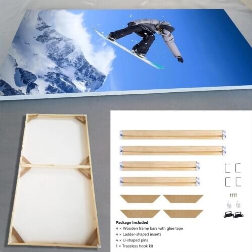 DIY Frame Natural Wooden For Canvas Painting Posters And Photos Pictures, Easy to Assemble, Wall Custom Size