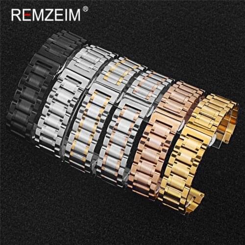 Solid Stainless Steel Watchband Butterfly Buckle 16mm 18mm 20mm 22mm 24mm Watch Band Strap Wrist Watches Bracelet With Tool