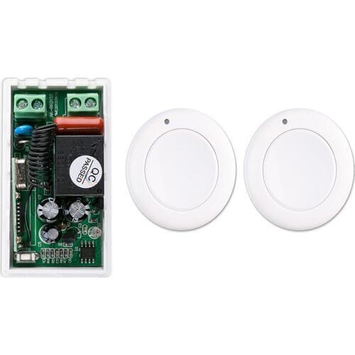 Most simple wiring New AC 220 V 1CH Wireless Remote Control Switch System Receiver & 2*White wall Panel Sticky Remote