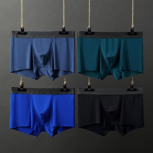 Sexy men Boxer male ice silk underpants stripe Ultra thin slip homme cueca gay men underwear Jockstrap L-3XL Brand underwear men