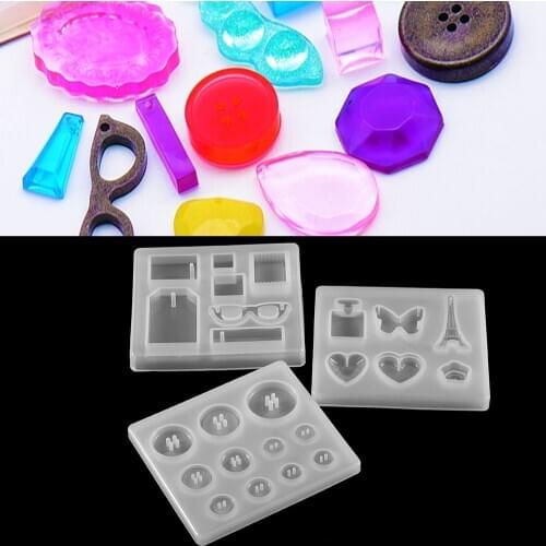 1Pcs Glasses Buttons Silicone Casting Epoxy Molds Sets UV Epoxy Resin Molds Tools For DIY Jewelry Making Findings Supplies Kits