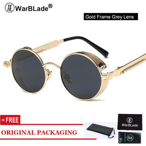 WarBLade Round Metal Sunglasses Steampunk Men Women Fashion Glasses Brand Designer Retro Vintage Sunglasses UV400