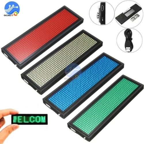 LED Name Badge Tag Digital Display Programmable Rechargeable Scrolling Display Support 15 Languages for Party Electric DIY