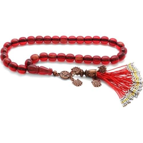 Tesbihane Antique Copper Ottoman Palace Tassels Capsule Cut Ottoman Benzetmesi Moire Red-White Rod Amber Squeezing