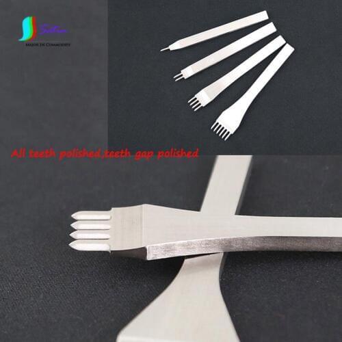 Upgrade Style DIY Spacing 3/4/5/6MM Leather Punching All teeth polished Teeth Gap 1/2/4/6 Prong Punch Chisel Tool S0157L
