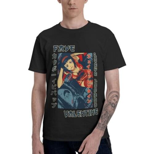 Japanese Manga Cowboy Bebop Faye Valentine T Shirt Men Short Sleeve 100% Cotton T-shirt Anime Manga Tee Novelty Tshirts Gift
