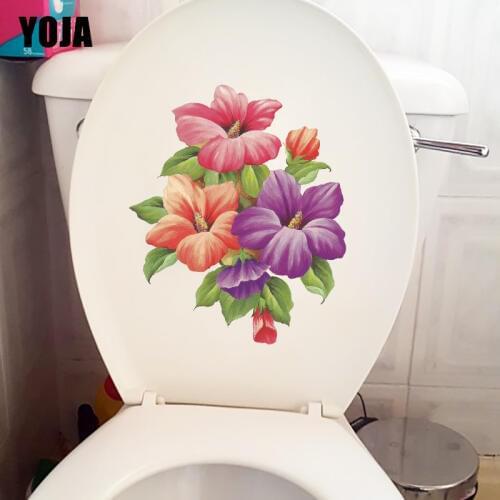 YOJA 19.5*23CM Beautiful Cosmos Flower WC Toilet Seat Stickers Home Room Wall Decoration T1-0539