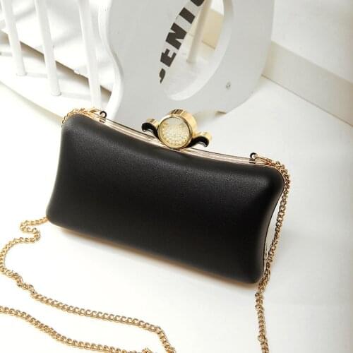 Luxury black Clutch Box Bag mini gold Evening Bags For women Chain Shoulder Messenger Wedding party Purse FTB232