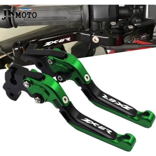 For Kawasaki ZX 6R ZX6R 2007-2018 2017 2016 ZX-6R LOGO Motorcycle Accessories CNC Brake Clutch Levers Folding Extendable Handle