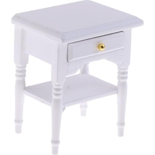 1/12 Dollhouse Miniature Furniture Bedside Table Nightstand with Drawer 1/12 Scale Doll House Cabinet Night Table for Children