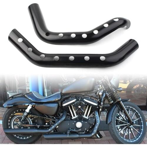 1Pair Motorcycle CNC Exhaust Pipe Heat Shield Muffler Guard Anti-scald Protective Cover For Harley XL 883 1200 2014 2015 Black