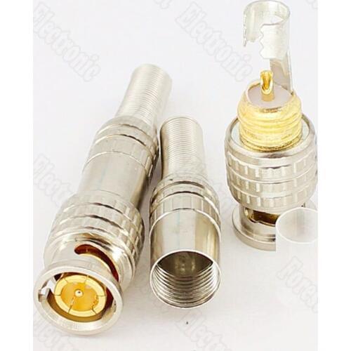 10pcs/lot BNC Q9 Welding Connector Video Cable connector 75 American Gilded Connector Copper Pin