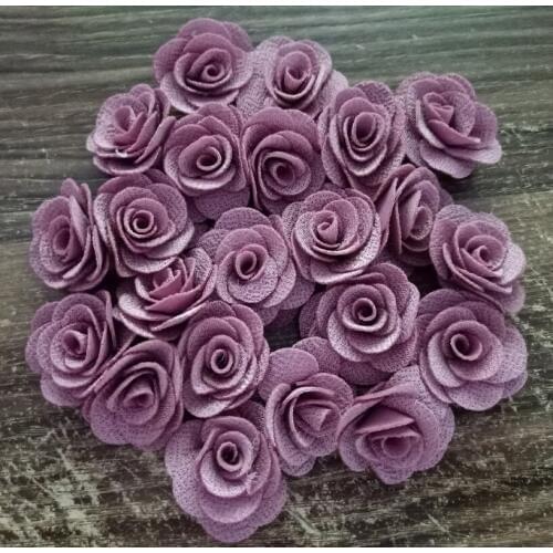20Pieces/Bag Pink Purple Rose Flowers Handmade 3.5CM Fabric Roses Cotton Cloth Flower Hand DIY Wedding Bouquet Hair Accessories