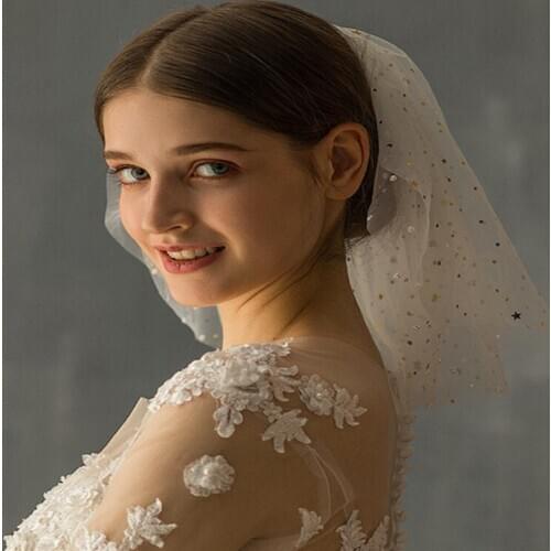 2019 New arrival Fashion Short Bridal Veil Wedding dress Veil Headwear Fashion Headdress Wedding Headdress Fold