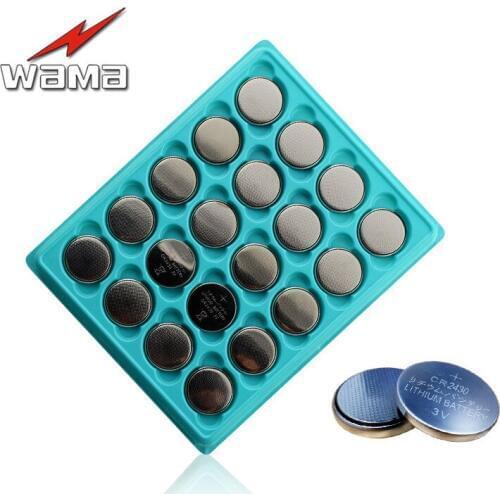20x Wama CR2430 3V Button Cell Batteries DL2430 BR2430 ECR2430 3V Lithium Button Coin Battery Car Remote Key Wholesales