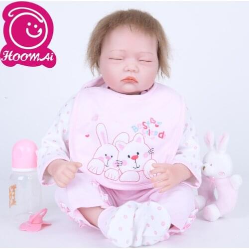 22Inch Lifelike Reborn Bebe Baby Doll Cloth Body Realistic Fashion Sleeping Baby Doll Toy For Childrens Day Kid Xmas Gifts 55CM