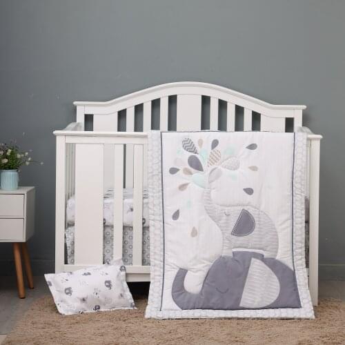 4 pcs Baby Crib Bedding Set for Girls and boys hot sale including quilt, crib sheet, crib skirt,pillow case