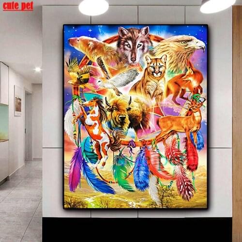 Spirit Animal Full Drill Diamond Painting Tiger Lion Eagle diamond mosaic Embroidery Cross Stitch for rhinestone Home Decoration