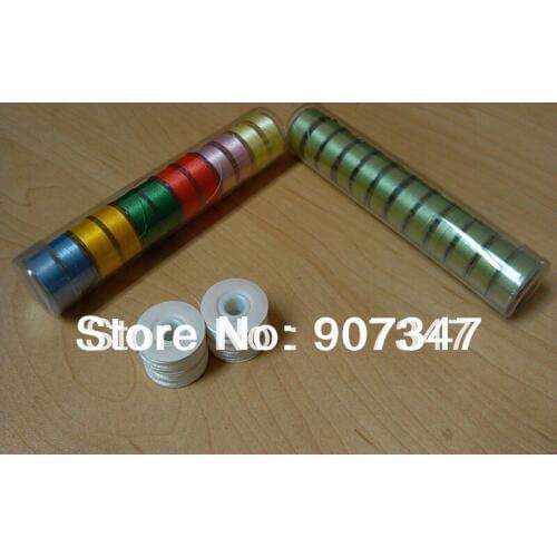 Free shipping style L/SA155 plastic sides prewound bobbin tubes 12 bobbins/tube, 4 tubes/lot