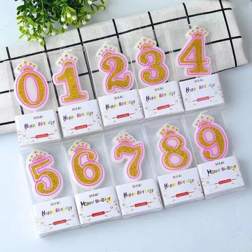 1PC Smokeless 0-9 Number Candle Decoration Birthday Girl Wedding Decoration Crown Digital Birthday Candles Cake Candles Toppers
