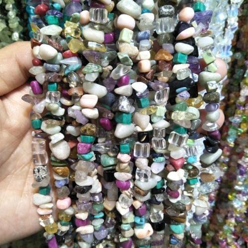 Colorful Gravel Irregular 5mm-8mm Natural Stone Beads For Jewelry Making Crystal Stone DIY Bracelet Necklace Loose Beads 85cm