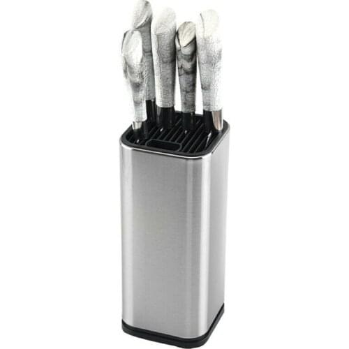 Stainless Steel Knife Holder Block Scissor Tableware Storage Rack Sharpener Rod Fruit Knife Kitchen Organizer Tool